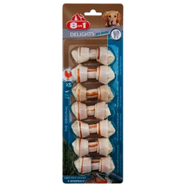 8in1 Kutya Jutalomfalat - Bőr Csont Csomós Delights Dental 7db 84g XS