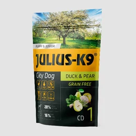JULIUS-K9 Kutyatáp - Puppy GF City Dog Hypoallergenic Duck Pear   340g