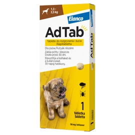 ADTAB Kutya Rágótabletta - Bolha Kullancs irtó ( 1,3-2,5kg) 56mg x 1