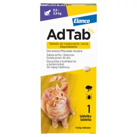 ADTAB Macska Rágótabletta - Bolha Kullancs irtó (0,5-2kg) 12mg x 1