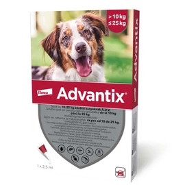 ADVANTIX Kutya Csepp - Bolha Kullancs irtó Szúnyog Szőrtetű, Istállólégy ellen (10-25kg) 2,5ml x 1
