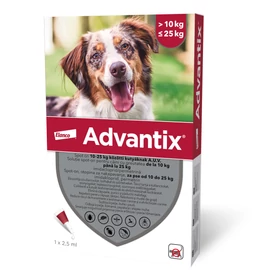 ADVANTIX Kutya Csepp - Bolha Kullancs irtó Szúnyog Szőrtetű, Istállólégy ellen (10-25kg) 2,5ml x 4