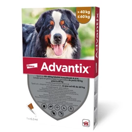 ADVANTIX Kutya Csepp - Bolha Kullancs irtó Szúnyog Szőrtetű, Istállólégy ellen (40-60kg) 6ml x 4