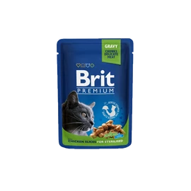 BRIT Prémium Macska Alutasak - Adult Chicken Slices for Sterilised 100g x1