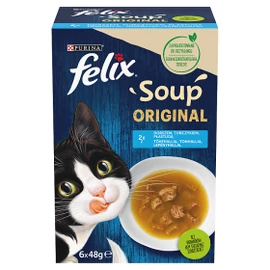 FELIX Macska Tasakos Leves - Soup Original Halas válogatás Szószban 48g x 6