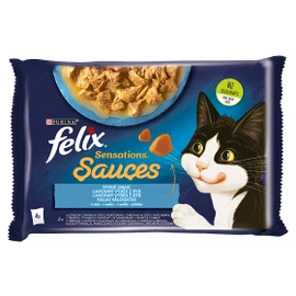 FELIX Macska Alutasak - Sensations Sauces Halas válogatás Szószban 85g x 4
