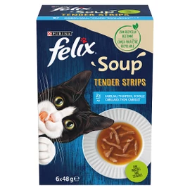 FELIX Macska Tasakos Leves - Soup Tender Strips Halas válogatás Szószban 48g x 6