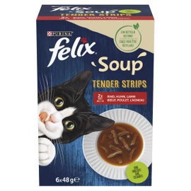 FELIX Macska Tasakos Leves - Soup Tender Strips Házias válogatás Szószban 48g x 6