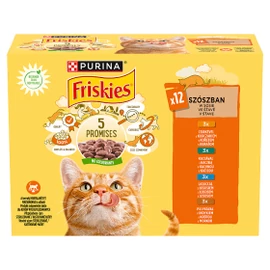FRISKIES Macska Alutasak - Szószban Csirkével, Kacsával, Lazaccal, Pulykával 85g x12