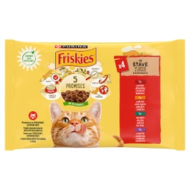 FRISKIES Macska Alutasak - Szószban Csirkével, Marhával, Báránnyal, Kacsával 85g x 4