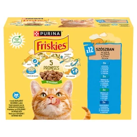 FRISKIES Macska Alutasak - Szószban Lazaccal, Tonhallal, Szardíniával, Tőkehallal 85g x12