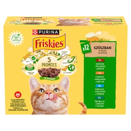 FRISKIES Macska Alutasak - Szószban Marhával, Csirkével, Tonhallal, Tőkehallal 85g x12