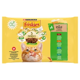 FRISKIES Macska Alutasak - Szószban Marhával, Csirkével, Tonhallal, Tőkehallal 85g x 4