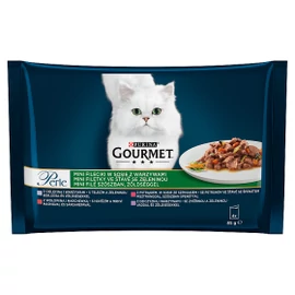 GOURMET Perle Mini Filé Macska Alutasak - Borjú, Vad, Marha, Pisztráng 85g x 4