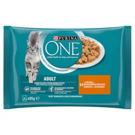 ONE Macska Alutasak - Adult Szószban Csirkével és Zöldbabbal 85g x 4
