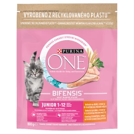 ONE Macskatáp - Junior Csirkében Gazdag, Teljes Kiőrlésű Gabonákkal 800g