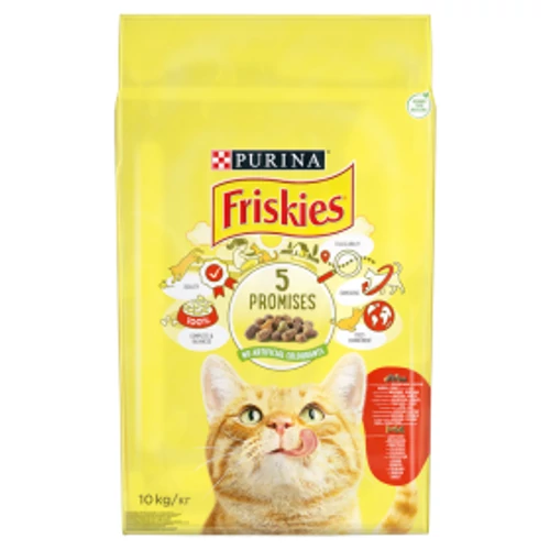 FRISKIES Macskatáp - Adult Marhával, Csirkével és Zöldségekkel 10kg