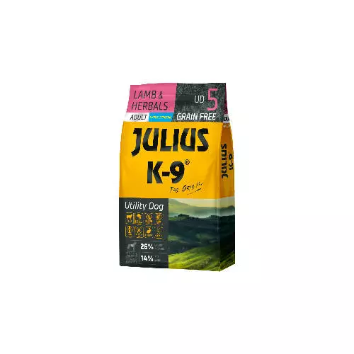 JULIUS-K9 Kutyatáp - Adult GF Utility Dog Hypoallergenic Lamb Herbals 10kg