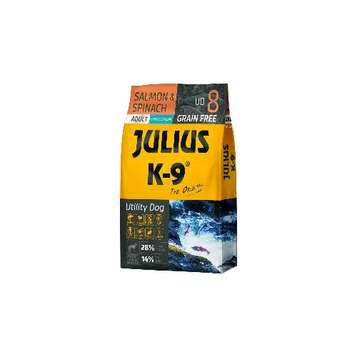 JULIUS-K9 Kutyatáp - Adult GF Utility Dog Hypoallergenic Salmon Spinach 10kg