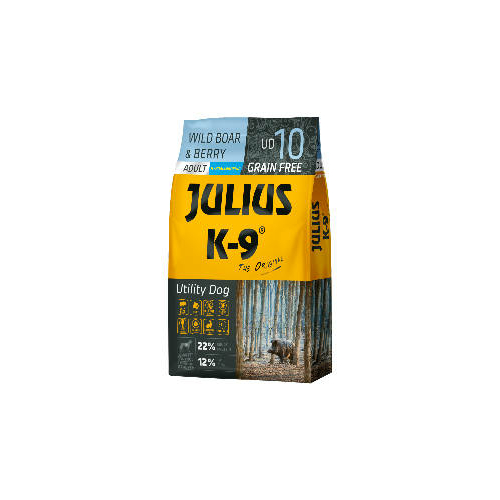 JULIUS-K9 Kutyatáp - Adult GF Utility Dog Hypoallergenic Boar Berry 10kg