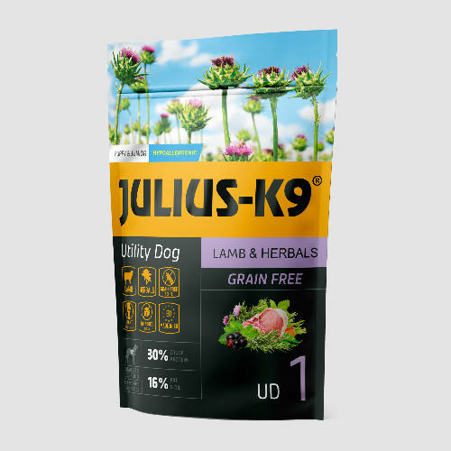 JULIUS-K9 Kutyatáp - Puppy GF Utility Dog Hypoallergenic Lamb Herbals   340g
