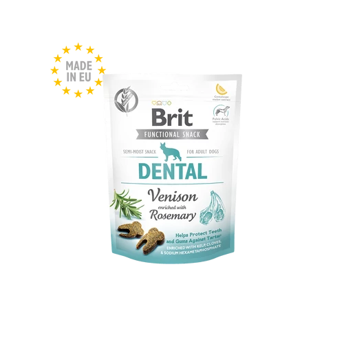 BRIT Care Kutya Jutalomfalat - Functional Snack Adult Dental Venison-Rosemary 150g