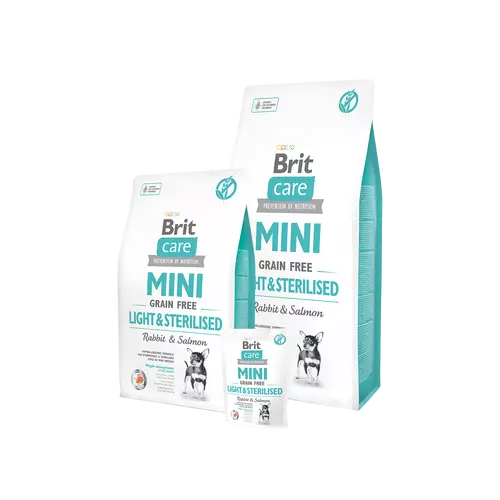 BRIT Care Kutyatáp - Grain Free Mini Adult Light & Sterilised  Nyúl-Lazac 2kg