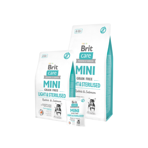 BRIT Care Kutyatáp - Grain Free Mini Adult Light & Sterilised  Nyúl-Lazac 400g