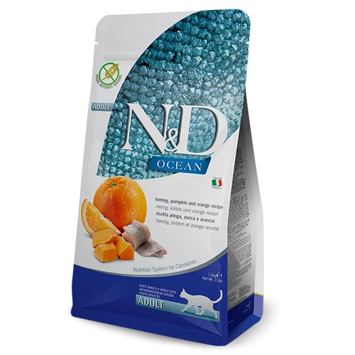 N&D Macskatáp Ocean - Adult Hering, Sütőtök és Narancs  300g